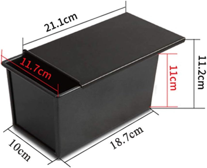CANDeal Für 450g Teig Toast Brot Backform Gebäck Kuchen Brotbackform Mold Backform Mit Deckel(Schwar