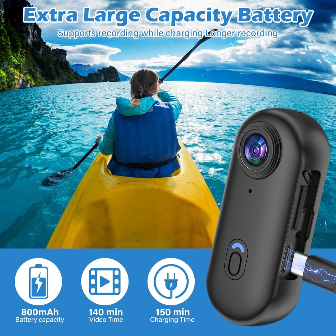 Pudet Luo Action Cam WiFi,32 GB Mini Bodycam Körperkamera mit 360° Action Kamera, HD1080P Sportkamer