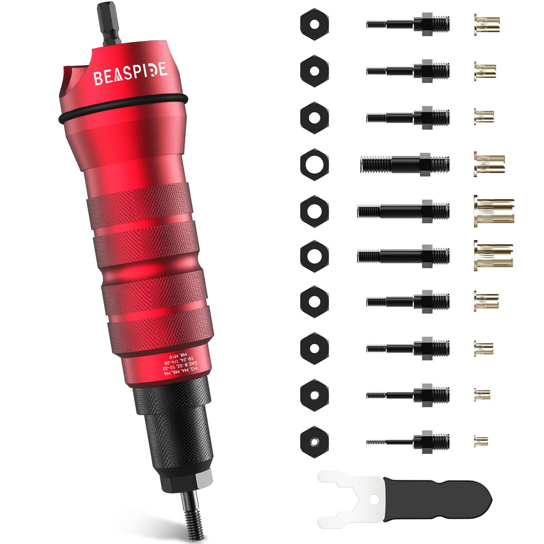 Beaspire Nietmuttern Adapter Kit für Elektrische Bohrmaschine, Profi Akkubohrer/Treiber Niet-Adapter