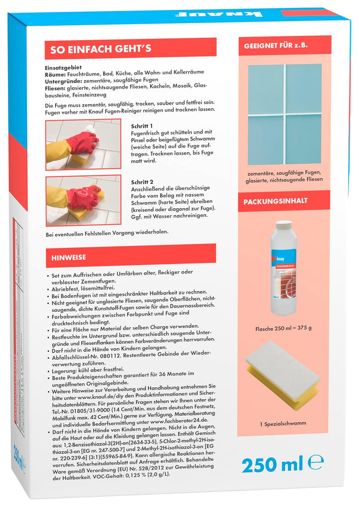 Knauf Speziallack zum Auffrischen Oder Einfärben von Verblassten Zementfugen, 250 ml, Silber-Grau Si