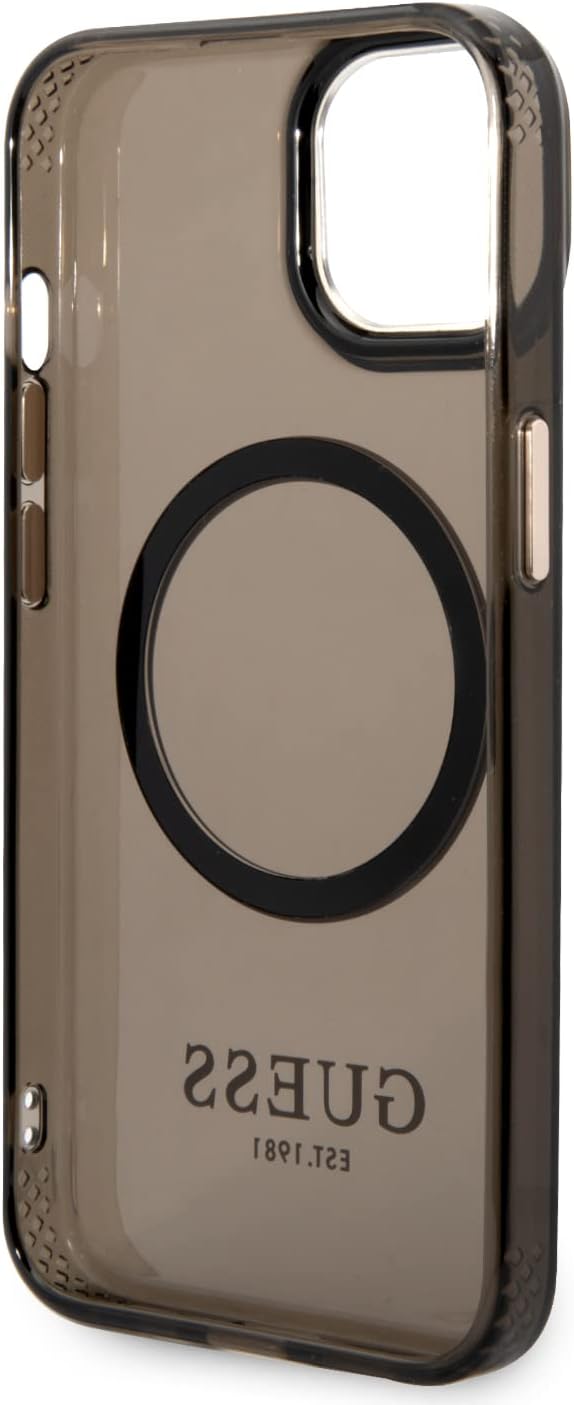 Guess GUHMP14SHTCMK Hülle für iPhone 14 6,1" schwarz/Black Hard case Gold Outline Translucent