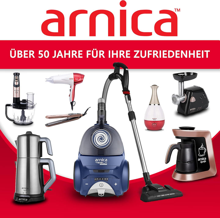 arnica - Staubsauger beutellos 750 Watt I 70dB I 5 Düsen Ideal für Tier-Haare I 3 Liter I HEPA 13 Fi