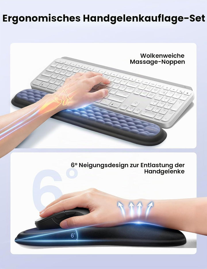meatanty Ergonomisches Mauspad mit Gelkissen [Schmerzlinderung] [Gesunde Haltung] [Memory-Schaum] [H