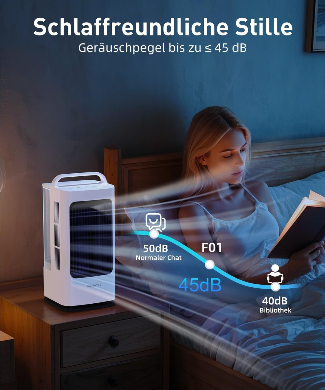 Klimaanlage Mobil, 3-in-1 Mobile Klimaanlage, Ventilator mit Wasserkühlung 1700ml Wassertank, Air Co