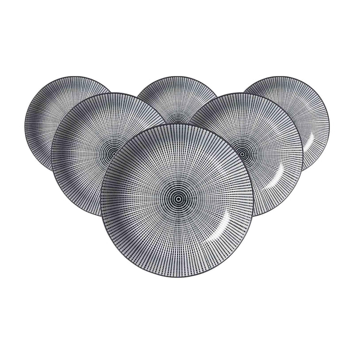 Ritzenhoff & Breker Takeo Stripes Suppenteller 6er Set, 20 cm, Tiefe Teller mit vollflächigem Dekor,