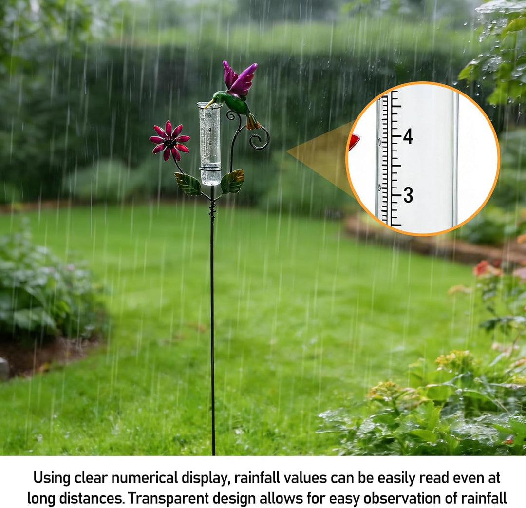 Regenmesser für Garten, Gartendeko Regenmesser Frostsicher, 119cm Gartenstecker Regenmesser, Nieders