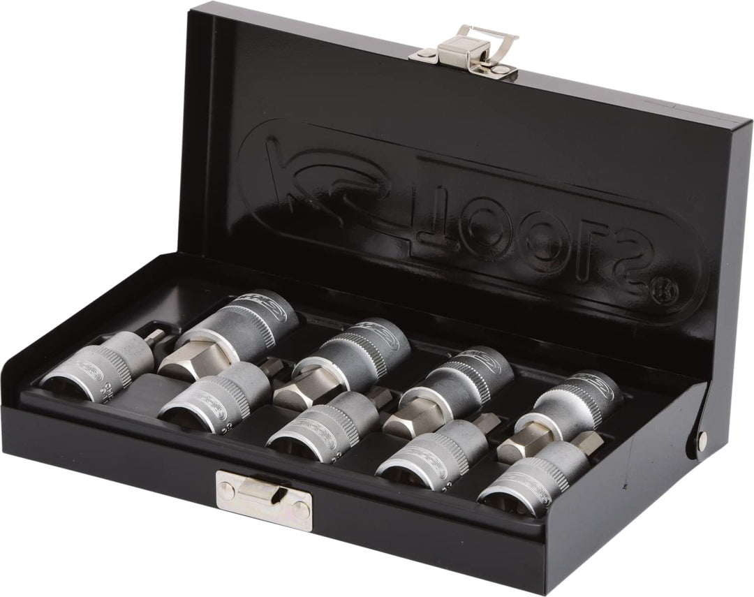 KS Tools 911.1321 1/2" Bit-Stecknuss-Satz Innensechskant, kurz, 9-tlg.