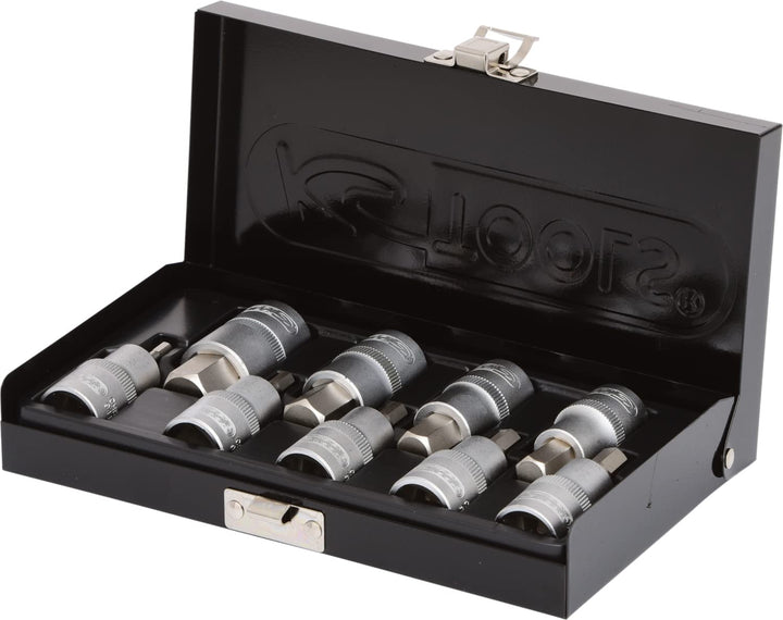 KS Tools 911.1321 1/2" Bit-Stecknuss-Satz Innensechskant, kurz, 9-tlg.