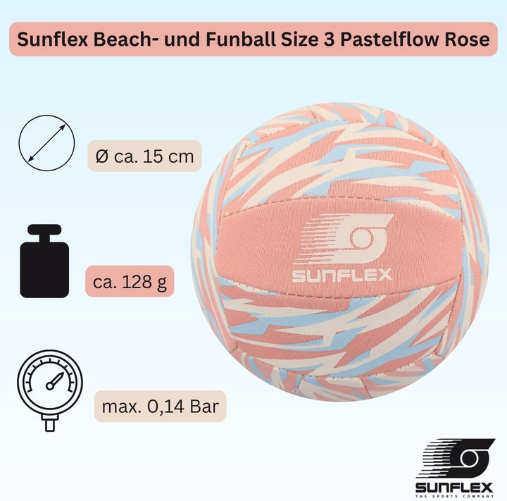 Sunflex® Beach- und Funball Size 3 Pastelflow Linie | Wasserfester Neoprenball mit rutschfestem Grip