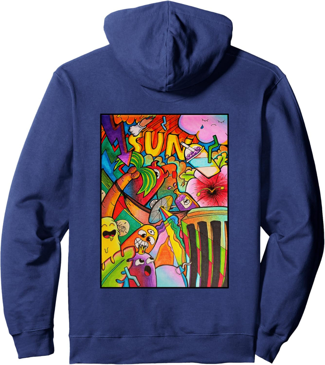 Sommer Sonne Doodle Art Kunst Comic Monster Skateboard Pullover Hoodie
