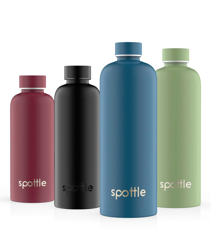 spottle Edelstahl Trinkflasche 1L – Thermosflasche aus Metall, doppelwandig, vakuumisoliert, Kohlens