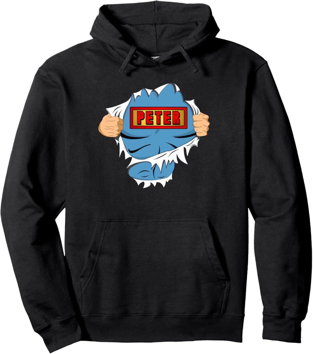Peter Name Superheld für Jungen mit dem Namen Peter Pullover Hoodie