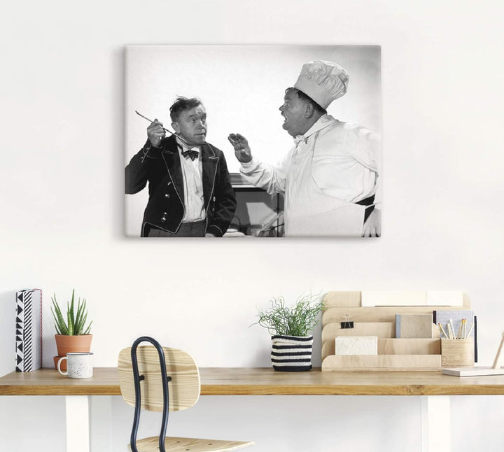 ARTland Leinwandbilder Wandbild Bild auf Leinwand 60x45 cm Wanddeko Dick Doof Die Leibköche seiner M