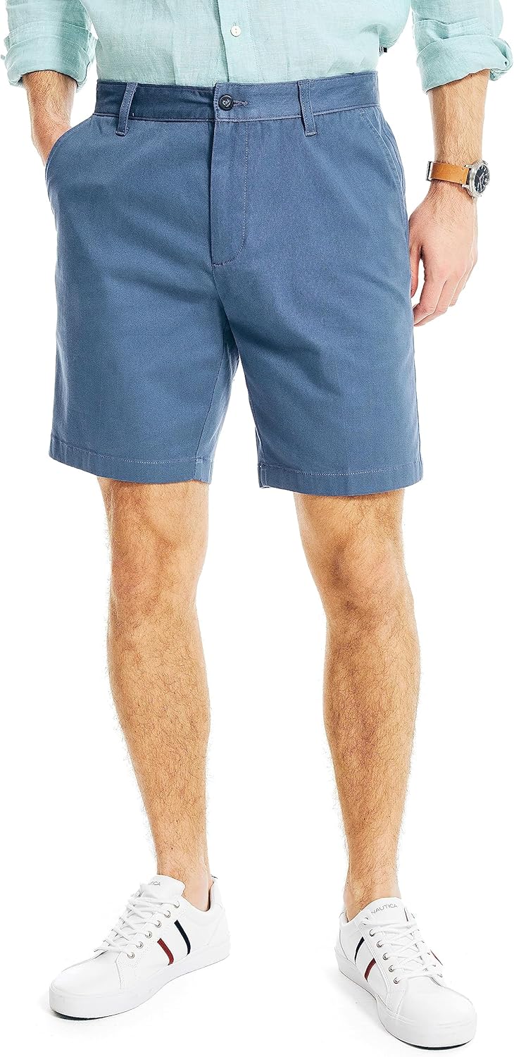 Nautica Herren Classic Fit Flat Front Stretch Chino Deck Lssige Shorts 30 Indigoblau, 30 Indigoblau