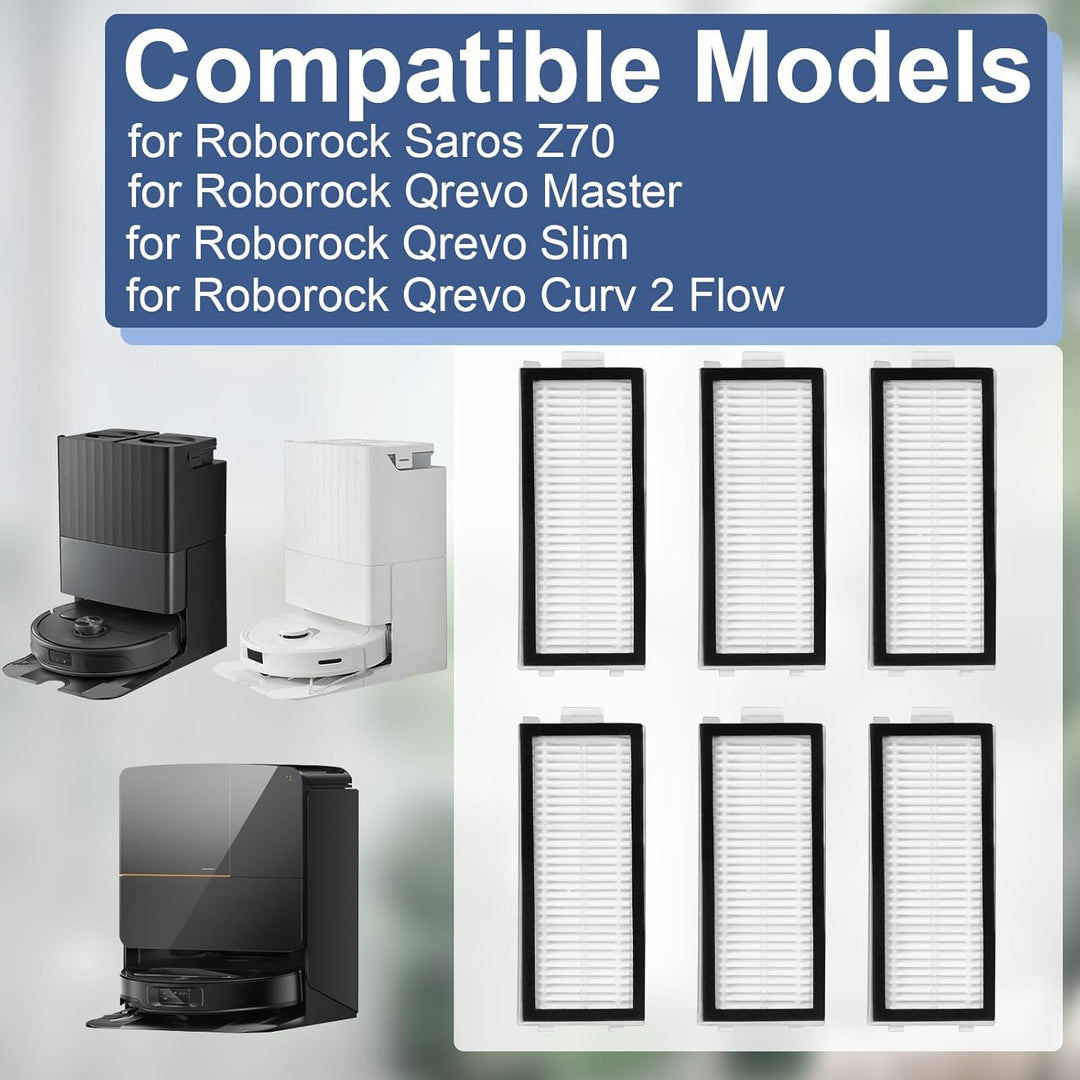 6 Stück HEPA Filter für Roborock Qrevo Master/Qrevo Slim/Saros Z70 Roboter staubsauger Filter Ersatz