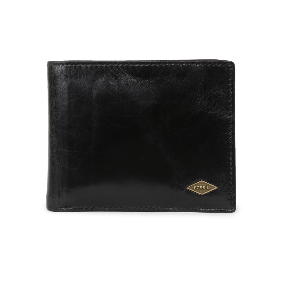 Fossil Herren Reisepasshülle Ryan aus Leder 12,4 cm L x 0,5 cm B x 8,9 cm H Schwarz, Schwarz