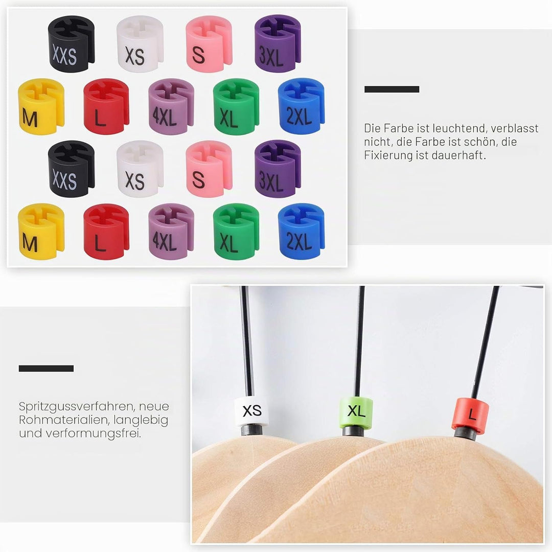 Mardatt Kleiderbügel-Grössenmarkierer, Farbkodierung, Kleidergrössenmarker, Etiketten-Set, 9 Grössen