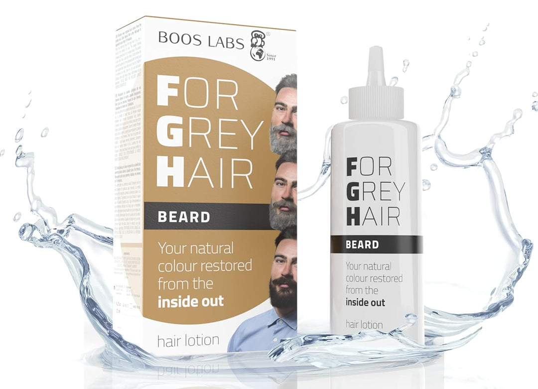 BOOS LABS For Grey Hair for Beard Gegen graues Bart, gesunde Alternative zu Bart Färben, Bartwurzel-