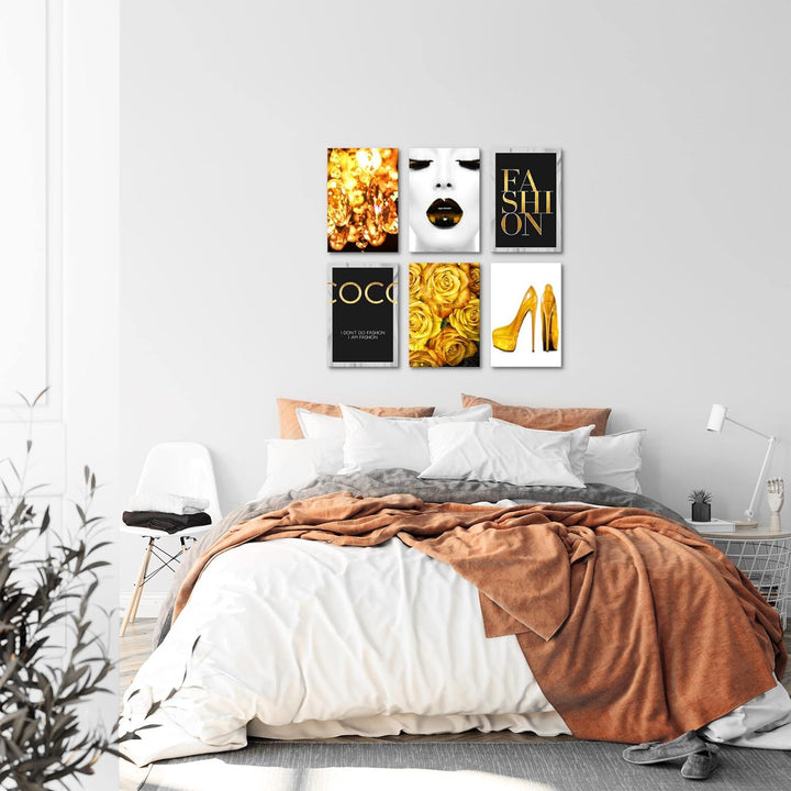 Novart Wandbilder Set - KOMPLETT AUFHÄNGFERTIG - Made in Germany - Moderne Bilder Fashion Wohnzimmer