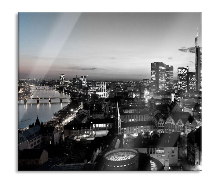 Frankfurter Skyline Herdabdeckplatte & Spritzschutz aus Echtglas | Für Herd-Kochfelder | 60x52 cm