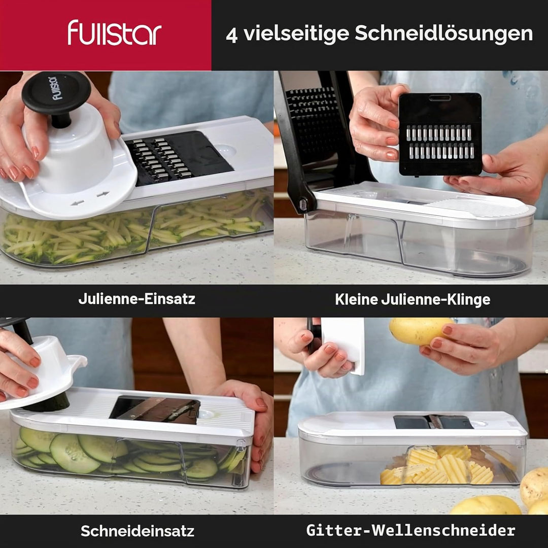 Fullstar Gemüseschneider und Mandoline Gemüsehobel - Julienne- und Würfelschneider für Gurken Zwiebe