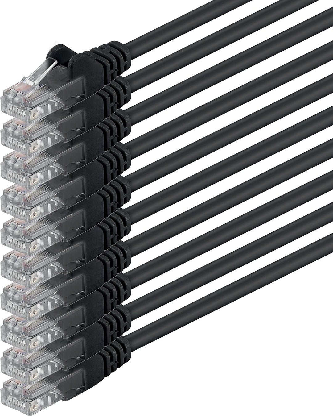 1aTTack.de Cat6 10m schwarz 10 Stück Netzwerkkabel Patchkabel Cat6 Lan Kabel 1000 Mbits Ethernet Lan