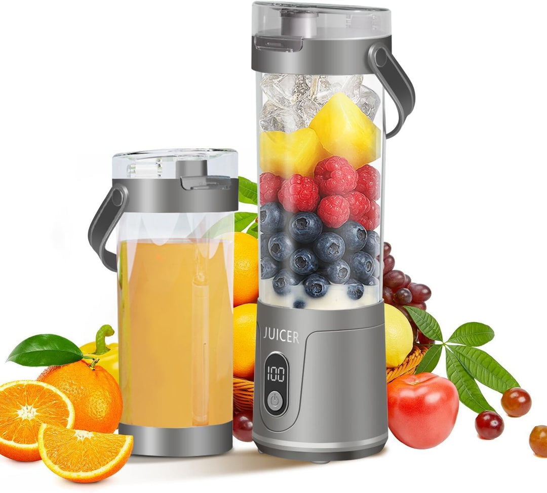 Tragbarer Mixer 600ml Smoothie Maker to Go mit LCD Display, 20.000 U/min, Tragbarer Entsafter USB Wi
