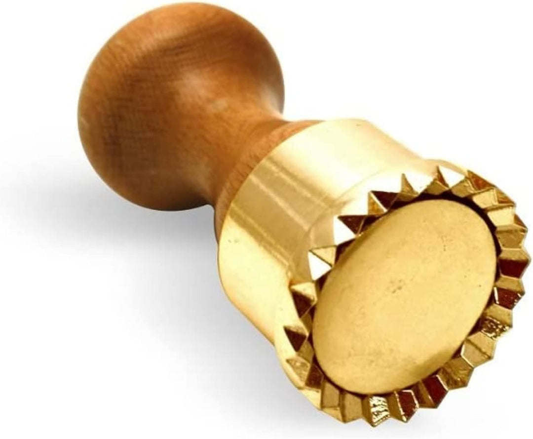 LaGondola Professionelle Runde Ravioli Stempel, aus Messing mit Holzgriff - 50 mm Durchmesser - Form