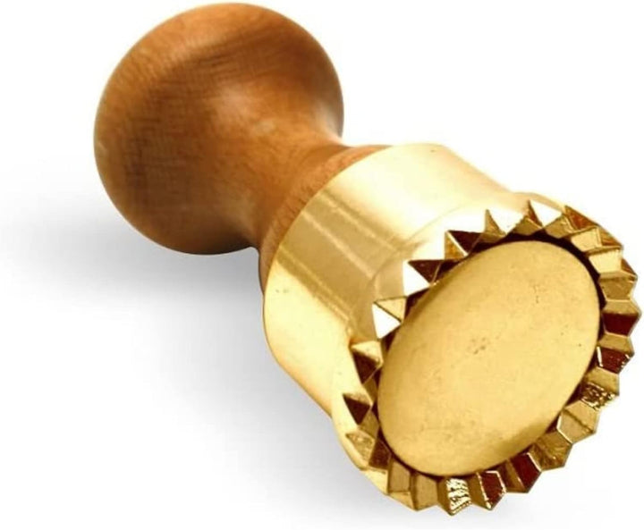 LaGondola Professionelle Runde Ravioli Stempel, aus Messing mit Holzgriff - 50 mm Durchmesser - Form