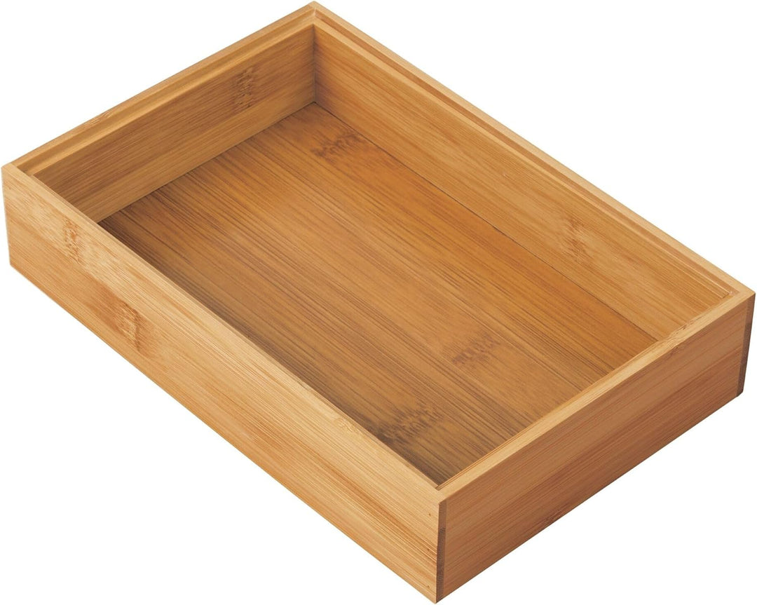 mDesgn 4er-Set Aufbewahrungsbox für Schreibtisch und Waschtisch – rechteckige Schubladenbox aus Bamb