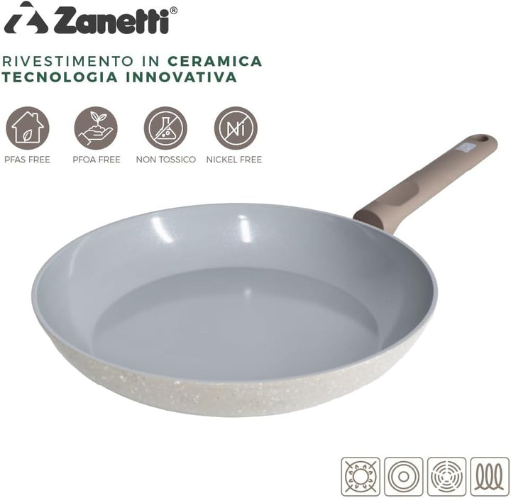Zanetti, Origin Bratpfanne Durchmesser 28 cm, Keramikbeschichtung, hohe Qualität, Antihaftbeschichtu