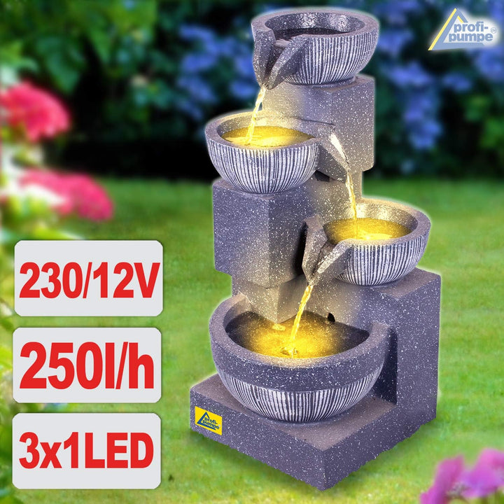 Gartenbrunnen Brunnen Zierbrunnen Zimmerbrunnen Springbrunnen Brunnen Wasser-Spiel mit LED-Licht 230