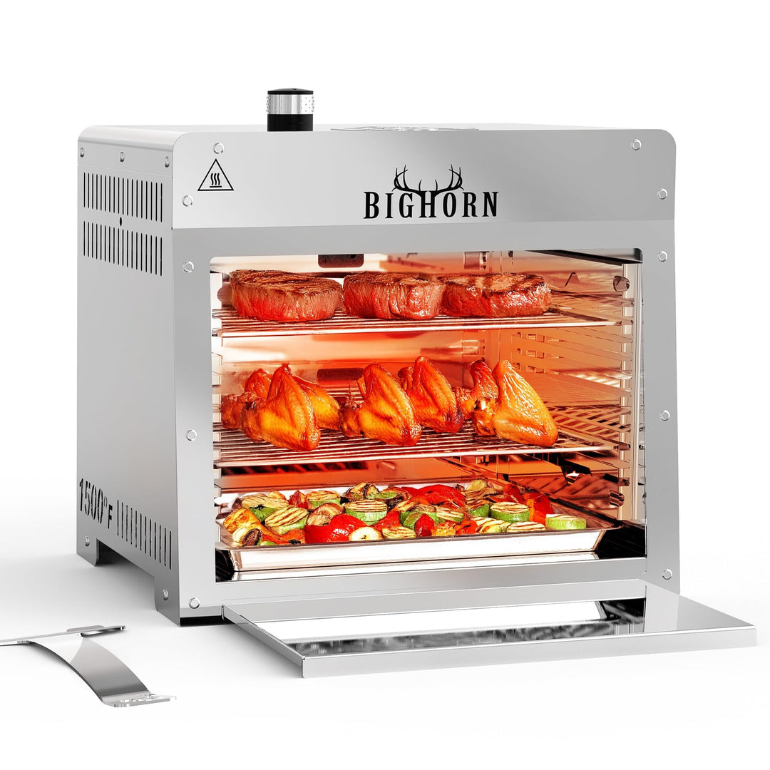 BIG HORN OUTDOORS 815.6 °C Infrarot Grill Tischplatte Broiler, tragbarer Propan-Steakkocher, Edelsta