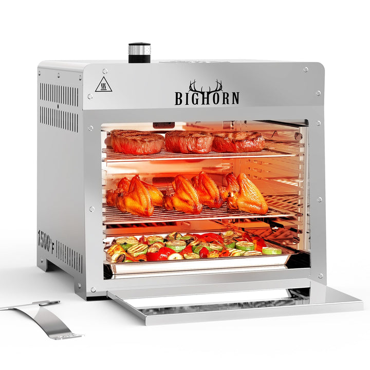 BIG HORN OUTDOORS 815.6 °C Infrarot Grill Tischplatte Broiler, tragbarer Propan-Steakkocher, Edelsta