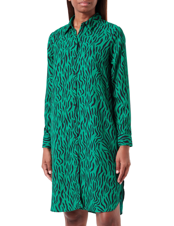 ONLY Damen Onltiana L/S Shirt Dress Wvn - Polyester - Blusen - Kleid, XXS Lush Meadow/Aop:animal