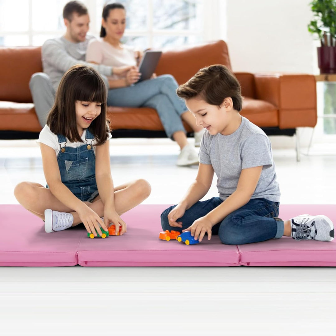 GYMAX 3-fach Trainingsmatte faltbar, tragbare Gymnastikmatte 180 x 60 x 5 cm, Gymnastikmatte mit Kle