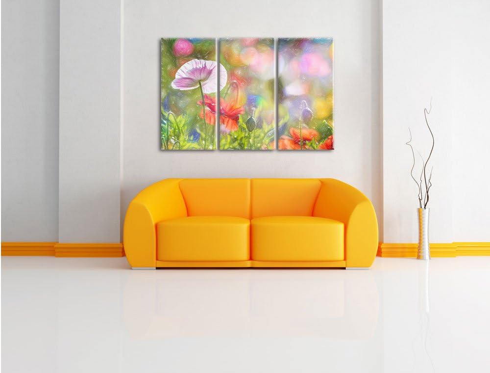 Pixxprint Kalifornischer Mohn im Frühling als Leinwandbild/Grösse: 3 Teilig (120x80 cm) cm/Wandbild/