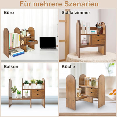 GUUSII HOME Desktop Bücherregal Tischregal für Büro Schreibtisch Regal Organizer Einstellbar mit Sch