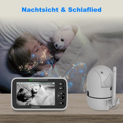 HelloBaby Video-Babyphone, 5 Zoll geteilter Bildschirm mit 30-Stunden-Akku, Pan-Tilt-Zoom Babyphone