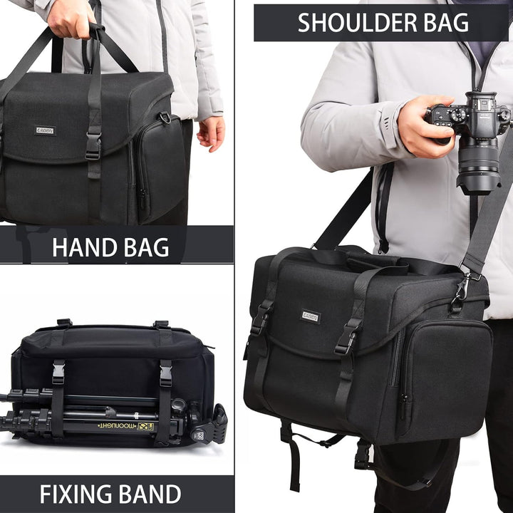CADeN Large Camera Messenger Bag Case Schultertasche mit Stativhalter Kompatibel für Nikon, Canon, S