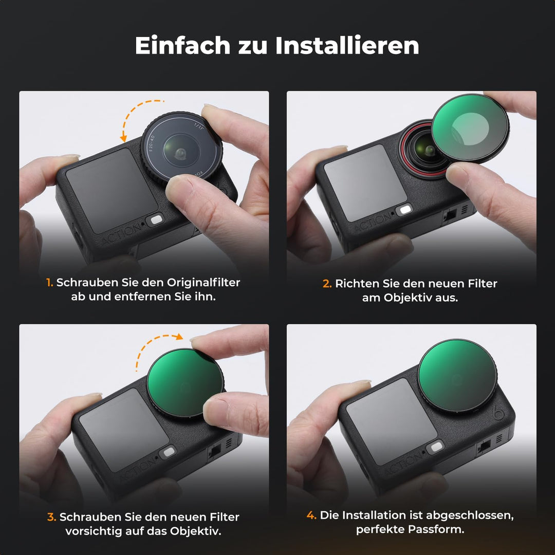 K&F CONCEPT CPL Filter Kompatibel mit DJI Osmo Action 6 Polarisationsfilter, HD-Optikglas mit 28-fac
