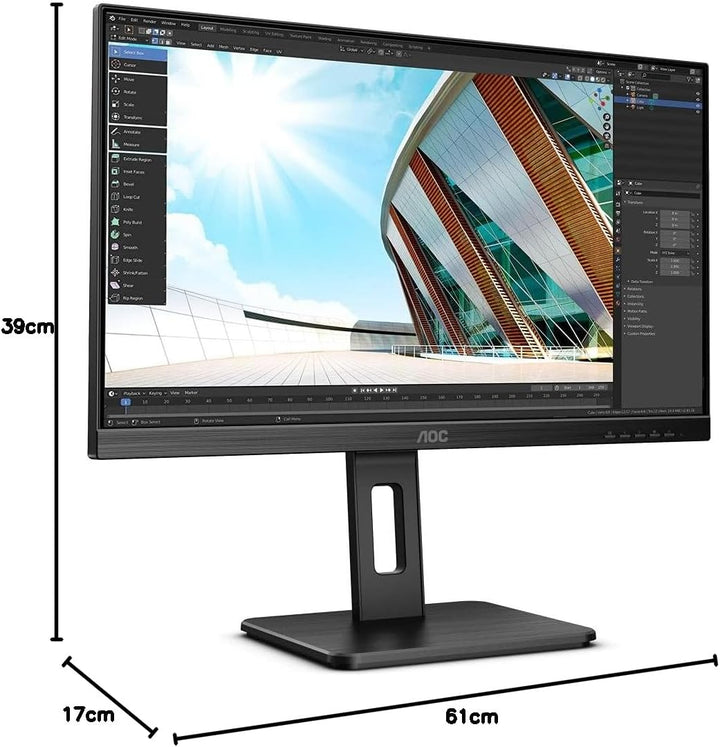 AOC U27P2 - 27 Zoll UHD Monitor, höhenverstellbar (3840x2160, 60 Hz, HDMI, DisplayPort, USB Hub) sch