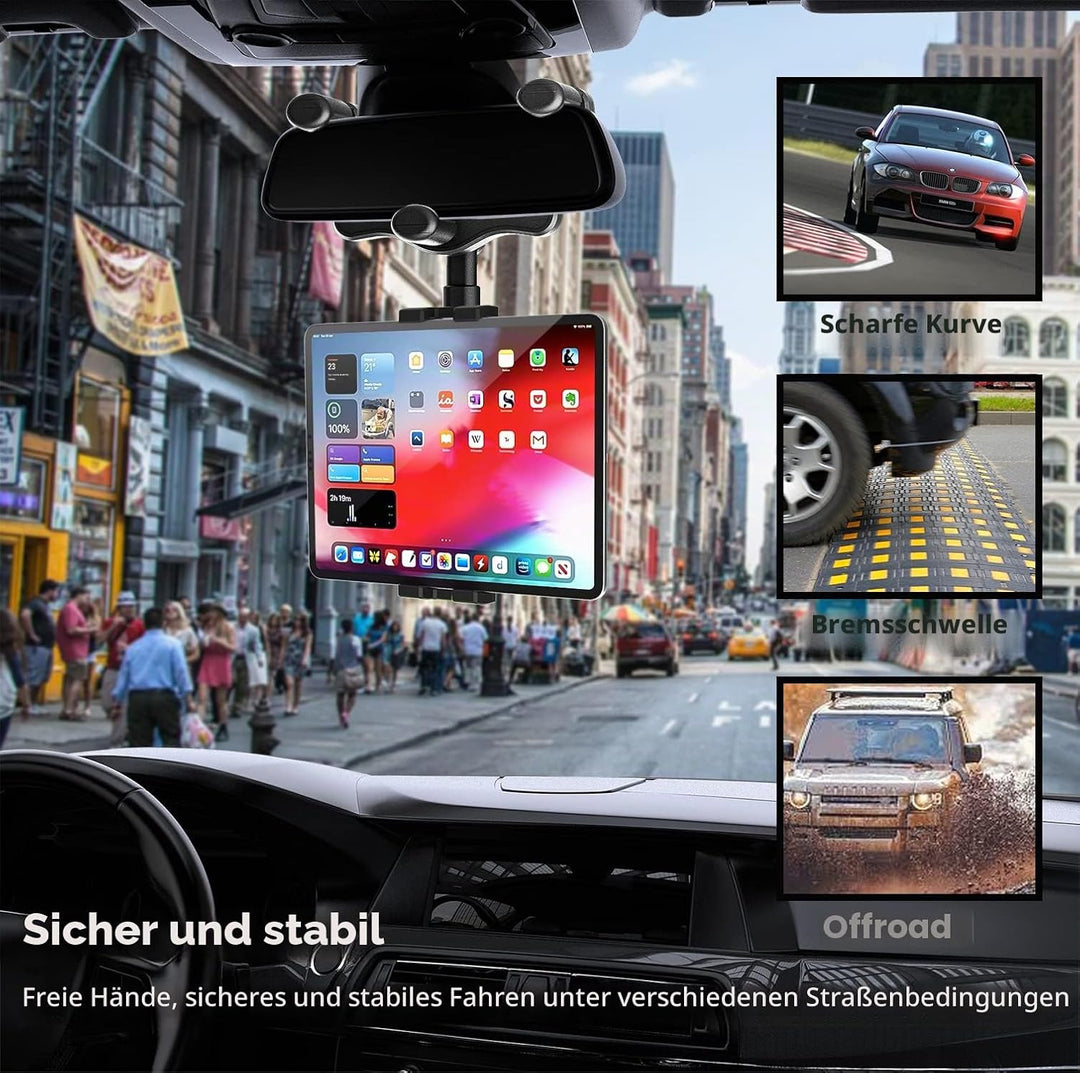 woleyi Rückspiegel Auto Tablet Halterung, LKW Rückspiegel Tablet Autohalterung mit Verstellbarem Arm