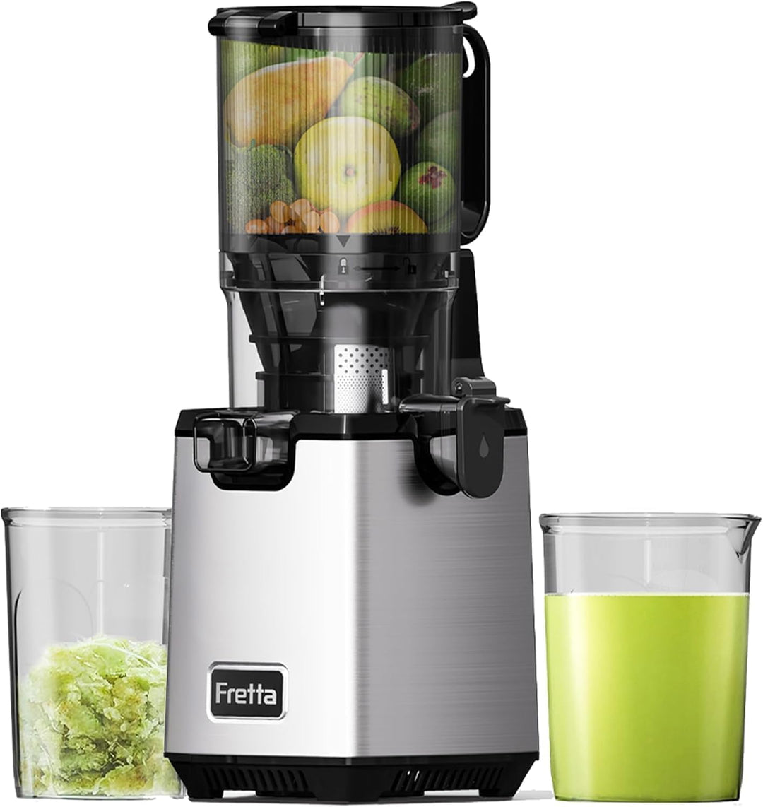 Fretta Entsafter Slow Juicer Entsafter Gemüse und Obst Testsieger, 250W Edelstahl Juicer Machine Saf