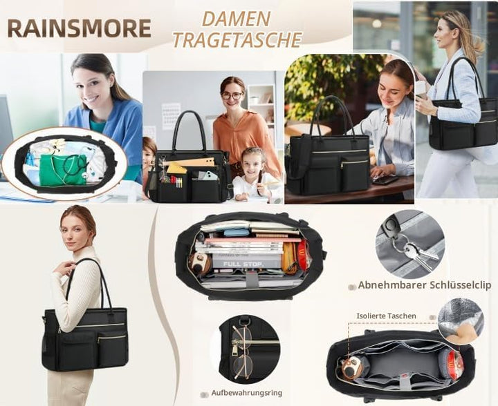 Lehrer Tasche Damen Handtasche 15,6 Zoll Laptop Tasche Arbeitstasche schwarze Krankenschwester Handt