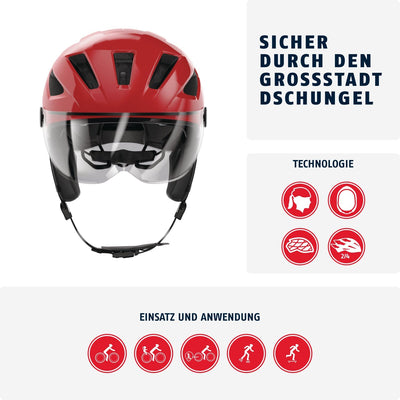 ABUS Stadthelm Pedelec 2.0 ACE - Fahrradhelm mit Rücklicht, Visier, Regenhaube, Ohrenschutz - für Da