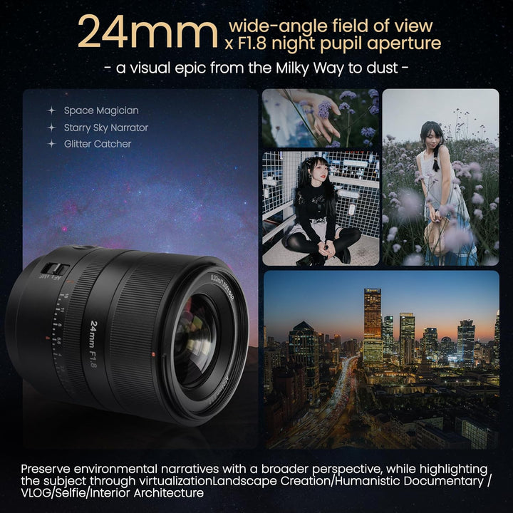 7artisans 24 mm F1.8 Autofokus Objektiv geeignet für Sony E Weitwinkel Full Frame faszinierend für a