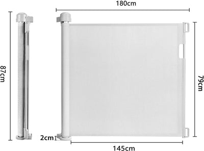 TRMLBE Türschutzgitter 0-180cm Ausziehbar Treppenschutzgitter Rollo Baby Treppenschutzrollo Türgitte