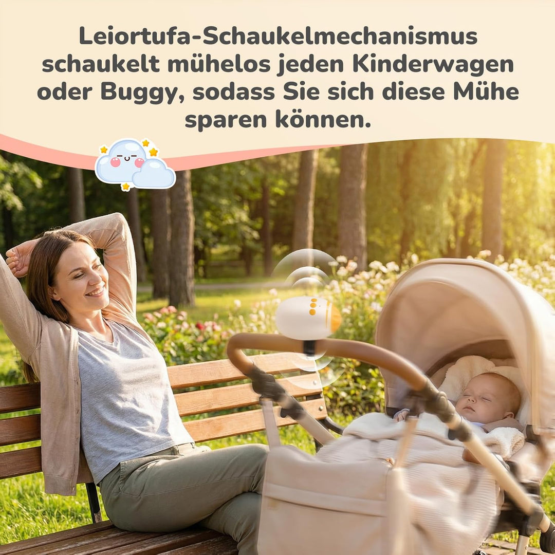 Kinderwagenschaukler, USB-C Einschlafhilfe Baby Wiederaufladbar, Stufenlos Einstellbar & Ultraleise
