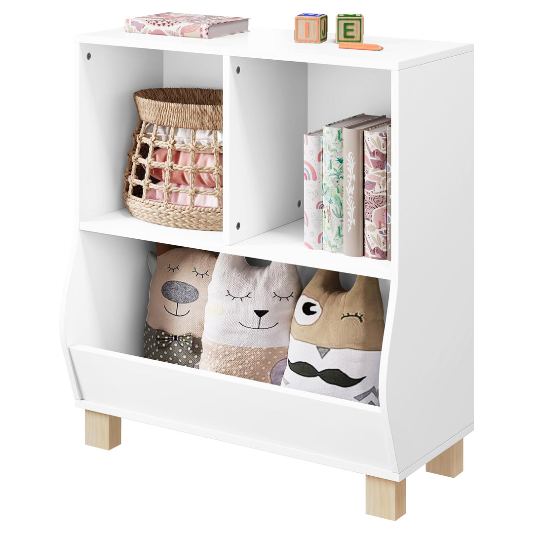 Lestarain Bücherregal Kinder, Regal weiss mit 3 Fächern, Montessori Kinderregal, Spielzeugregal mit